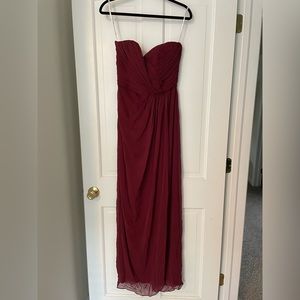 Dessy Collection Dresses | 4R strapless chiffon gown in red.